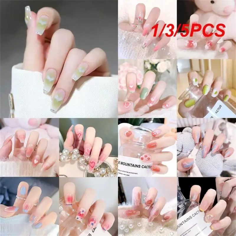 False Nails 1/3/5pcs 세트 재사용 가능한 디자인에 가짜 착용 프레스 프랑스 인공 이동식 팁 스틱 온 전체 커버리지