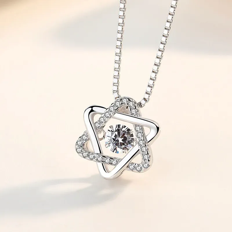 S925 Silver Star Pendant Statement Halsband Zircon Diamonds Women Girls Lady Swarovski Elements smycken