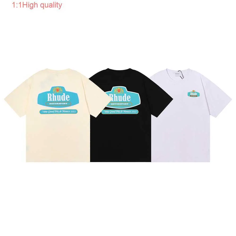 22ss courant été nouvelle niche mode Los Angeles RHUDEt double fil pur coton à manches courtes hommes et femmes T-shirts