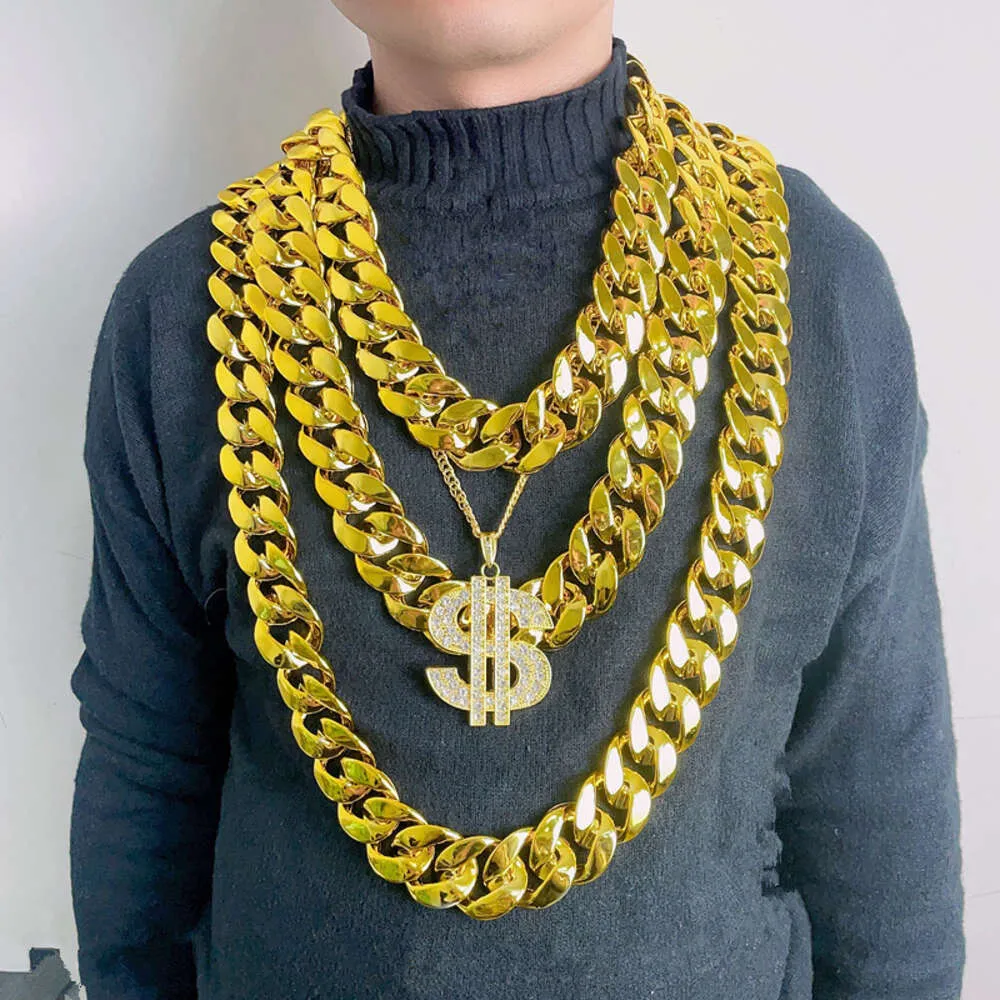 Collana esagerata Hip Hop CCB Grande catena di simulazione in plastica con prestazioni in oro