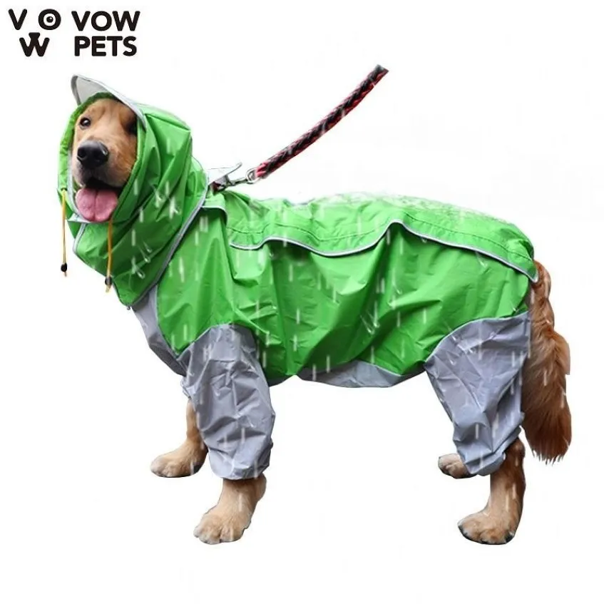 Pet Small Large Dog Raincoat Waterproof Clothes For Jumpsuit Rain Coat Hooded Overalls Cloak Labrador Golden Retriever 2021 Appare275U