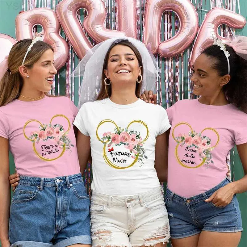 Women's T-Shirt Bridal Shower Wedding T-shirt French Women Bachelorette Hen Party Tshirt EVJF Future Bride Y2k Tshirt Team Bride Bridesmaid Tops L24312