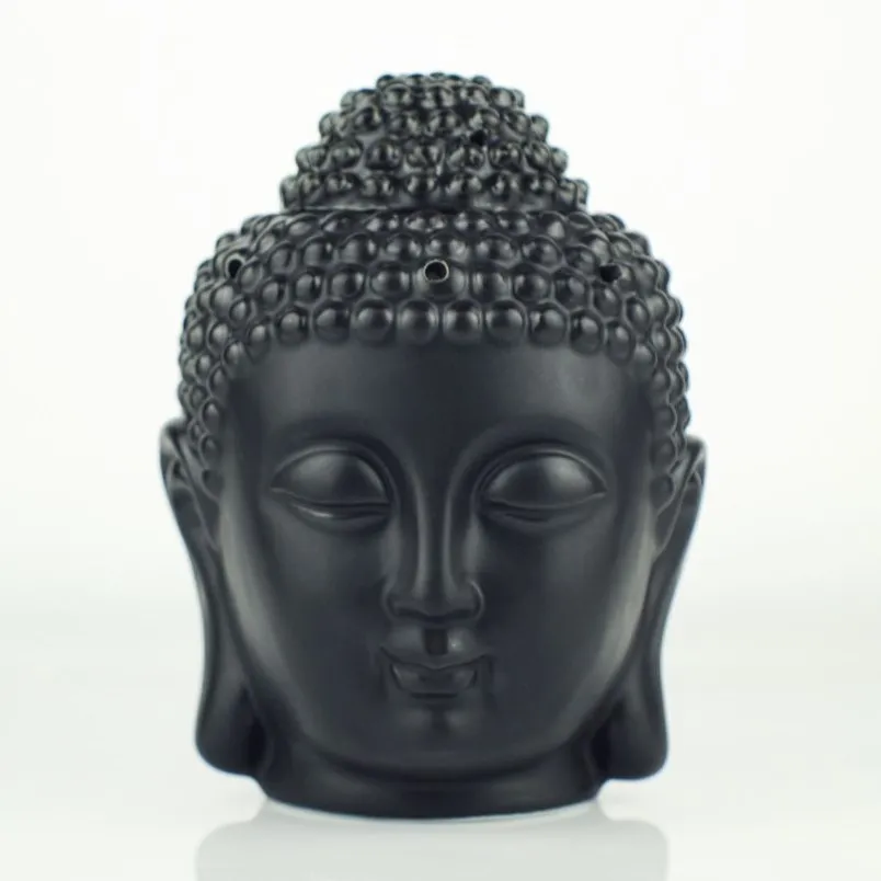 Ganz-Keramik-Ölbrenner Buddha-Kopf-Ölstation schwarz und weißTemple Home250z