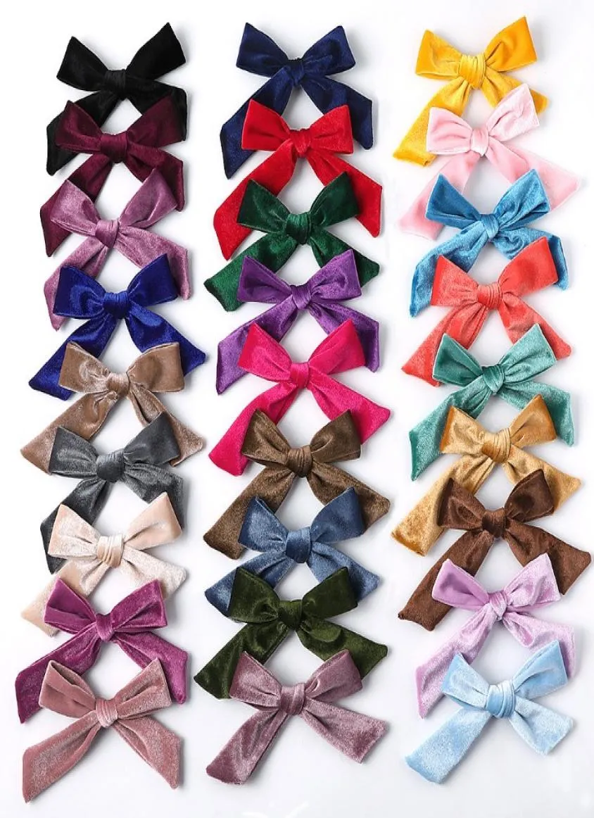 5 Inch Baby Girls Sweet Bow Hair Clips American Style Children Colorful Velvet Hairpins Kids Princess Party Hair Accesso5209389