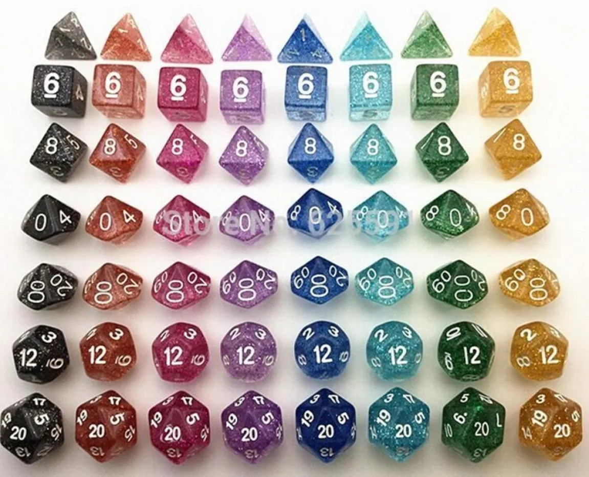 Flash Powder Polyhedral Dice Set RPG Game Set Dices Games Dice D4 D6 D8 D12 D20 D10 09 D10 0090 7PCSSET D55954111