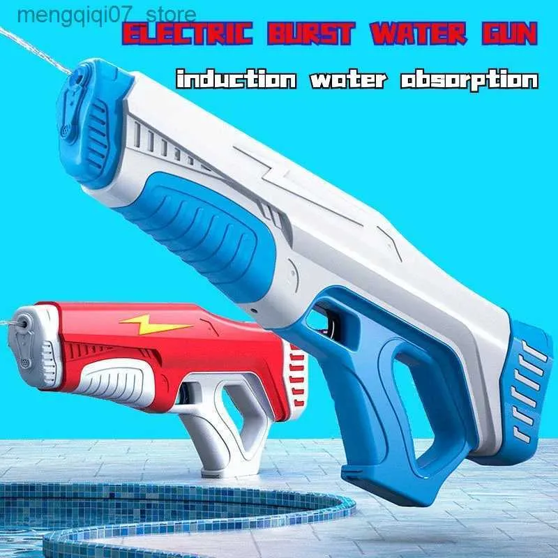Sand Play Water Fun New Electric Water Gun Toy Automatic Water Absorption Continuous Firing Large Capacity Water Guns for Children Outdoor Swimming L240312