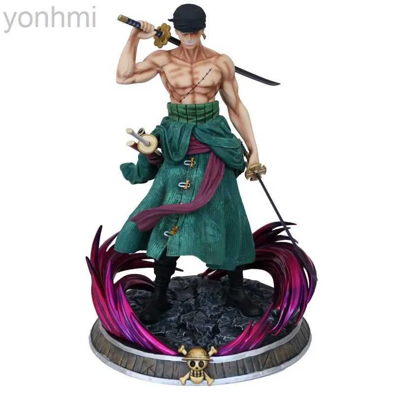 アクショントイフィギュア25 cmワンピースアニメフィギュアgk santoru roronoa zoro double head pvc animeアクションフィギュアコレクションモデル子供ギフトldd240312