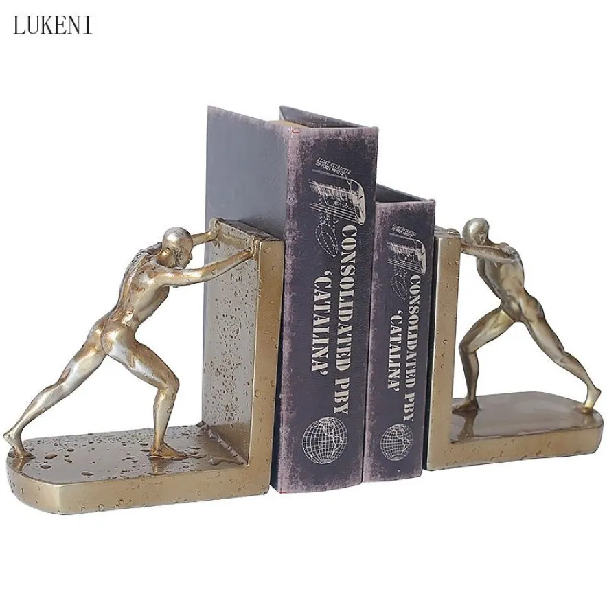 Nordic Simple and Creative Study Living Room Wine Cabinet Decoration Ornaments Sport People Bookends litar på böcker 210414228J