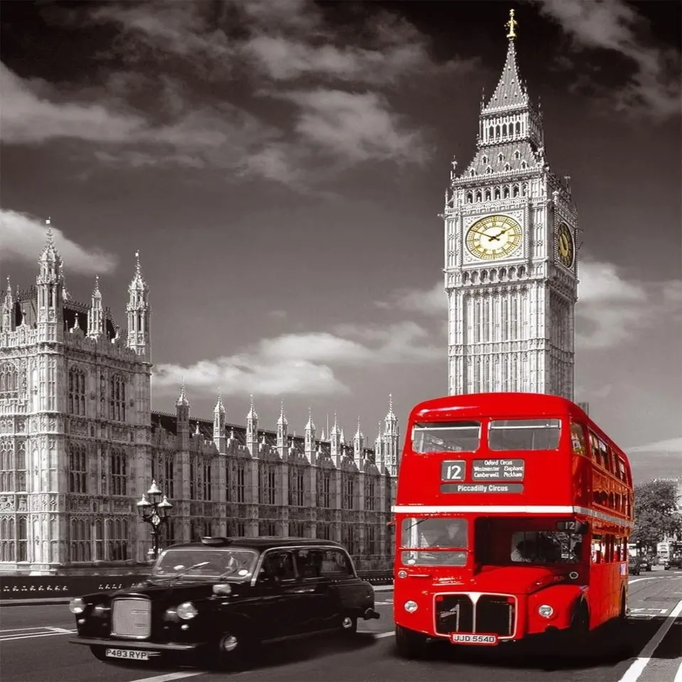 Direktförsäljning Londonbuss med Big Ben CityScape Home Wall Decor Canvas Picture Art Unframed Landscape HD Print målning Arts221C