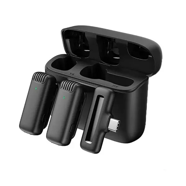 Microphones cravate sans fil pour iPhone iPad Leereel Micro à revers Plug and Play avec étui de chargement pour l'enregistrement vidéo d'interview Tiktok ZZ