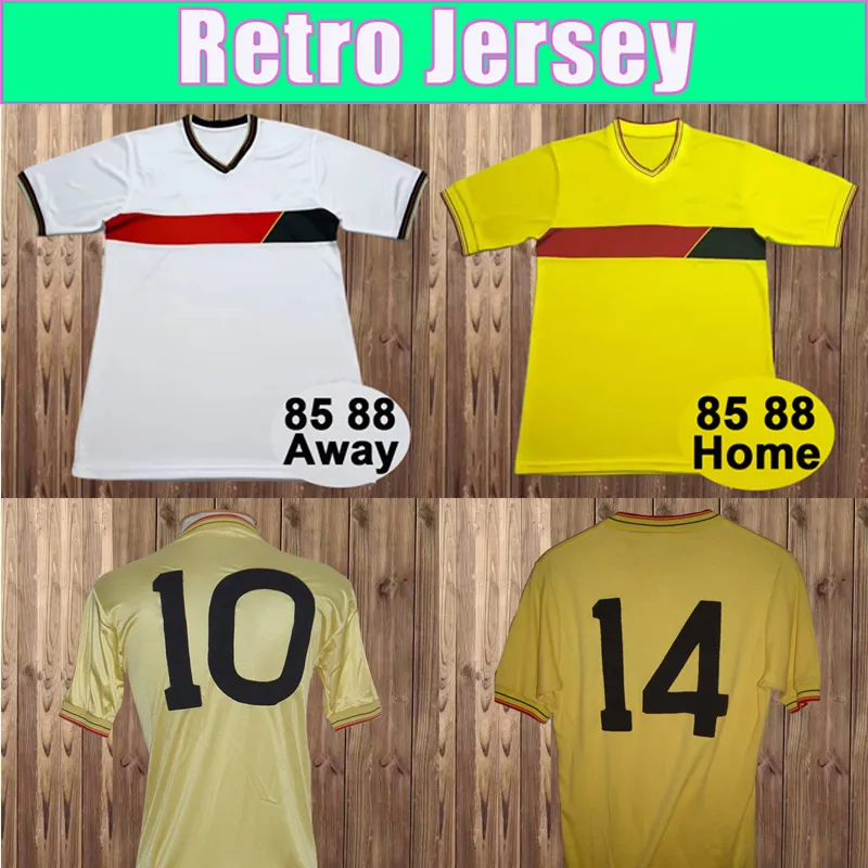 1995 1988 Watford Heren Retro Voetbalshirts Nationale Team Thuis geel Uit Wit Voetbalshirts Korte Mouw Uniformen