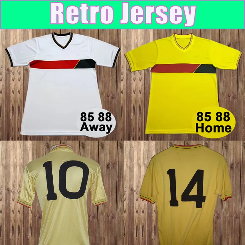 1995 1988 Watford Maglie da calcio retrò da uomo Squadra nazionale Home Giallo Away Maglie da calcio bianche Uniformi a maniche corte