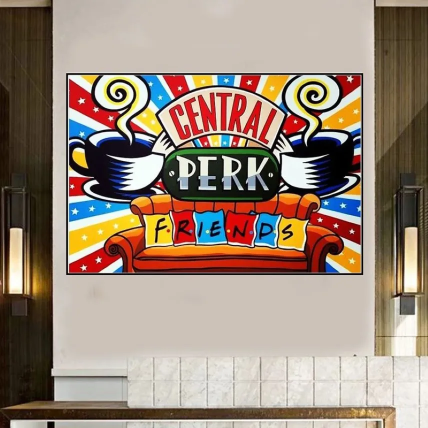 Peinture Diamant Friends TV Show Central Perk, perceuse complète, broderie Diamant, mosaïque, point de croix, décoration murale de maison, 312W