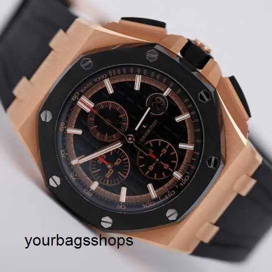 شهيرة شهيرة AP مشاهدة Royal Oak Offshore 26401ro Rose Gold Sports Black Ceramic Chronograph Automatic Machinery Swiss Luxury Alearment Diameter 41mmmm