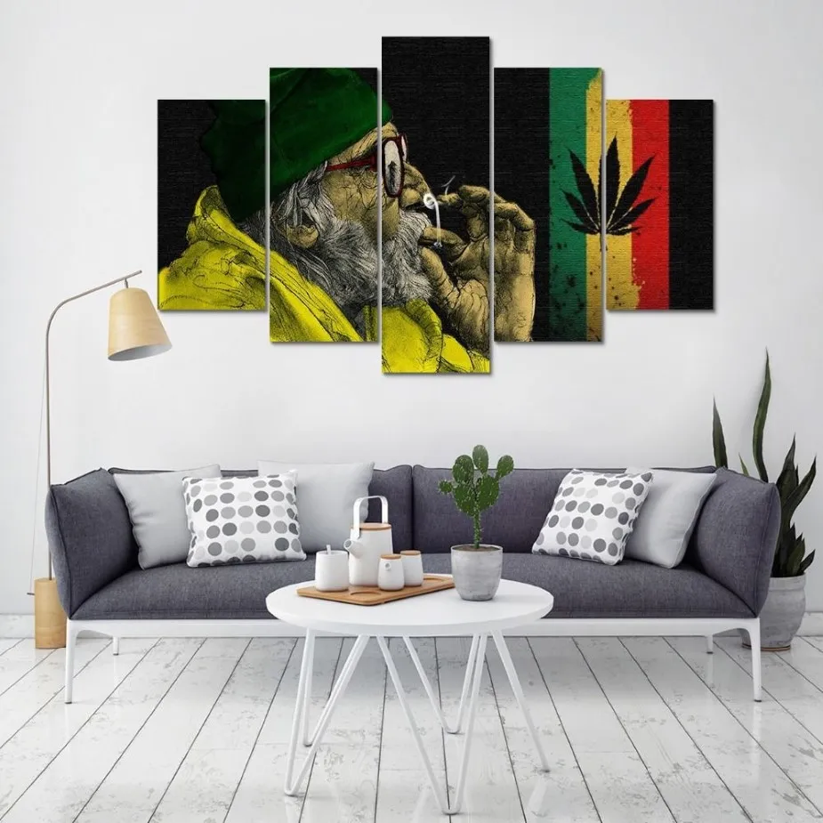 HD Stampato Su Tela Home Decor Wall Art Immagini 5 Pezzi Fumo Nube E Bandiera Nazionale Pittura Soggiorno Poster Senza Cornice2634