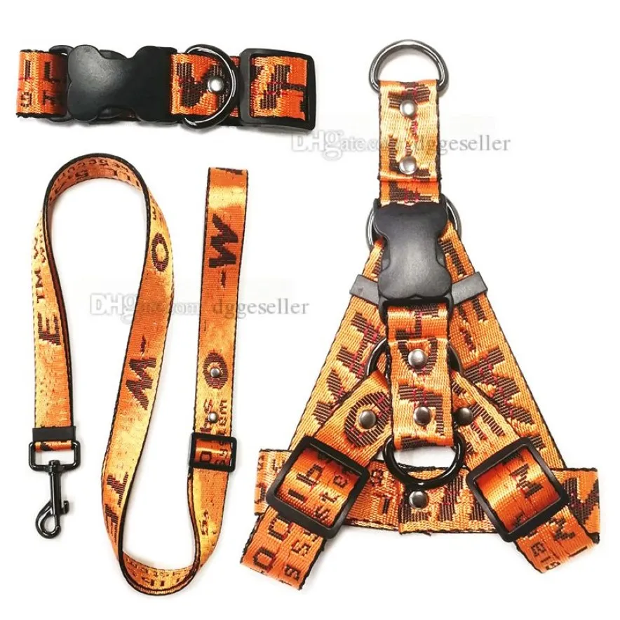 No Pull Dog Harness Designer Dog Collars Leases Set Letter Mönster Katter Seles Leash Safety Belt för små medelstora stora hundar C215R