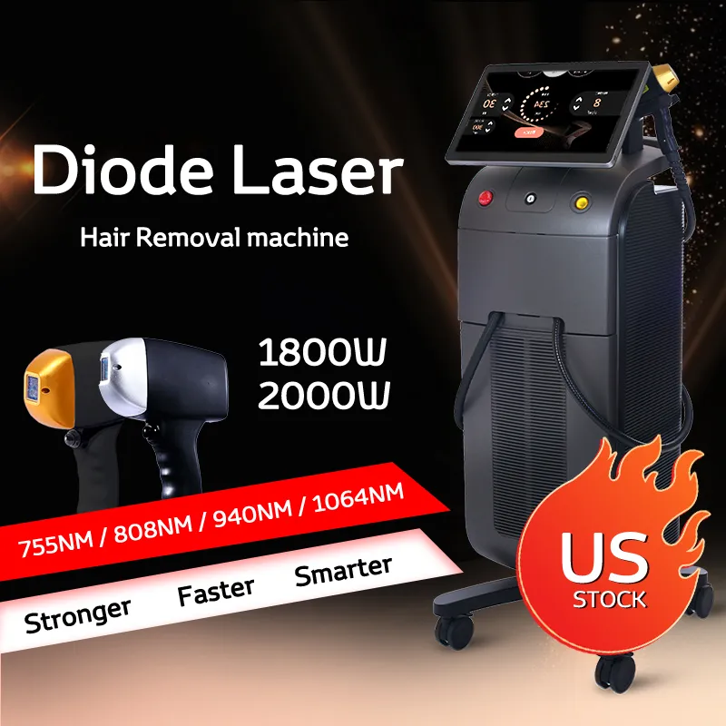 Grande promoção máquina de remoção de pelos a laser de diodo removedor de pelos permanente indolor 755nm 808nm 1064nm 940nm