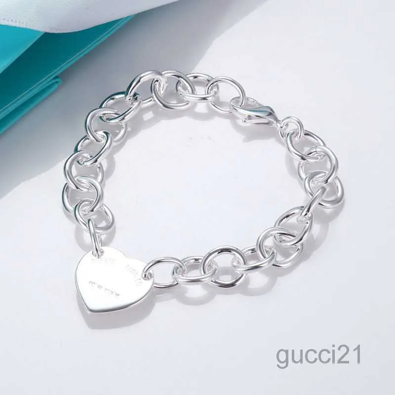 925 Peach Heart Sterling Silver Heart Shaped Bracelet O-shaped Chain High-quality Luxury Brand Jewelry Girlfriend Gift RXHK