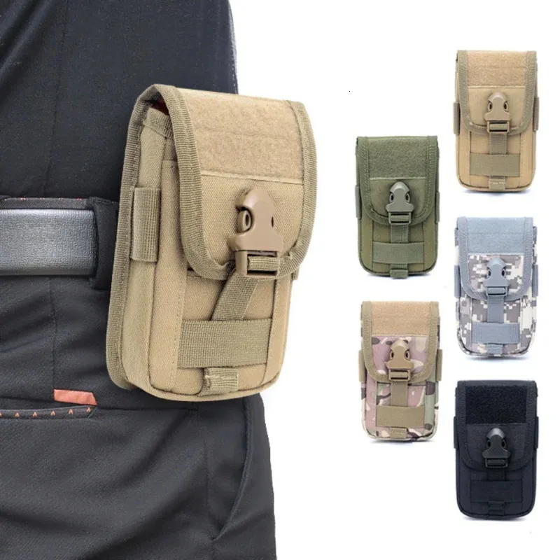 5 5.5 بوصة MOLLE POUCH تكتيك الهاتف المحمول الحافظة في الهواء الطلق الصيد الصيد حزام حزام كليب حقيبة الهاتف الخلوي حامل 240306