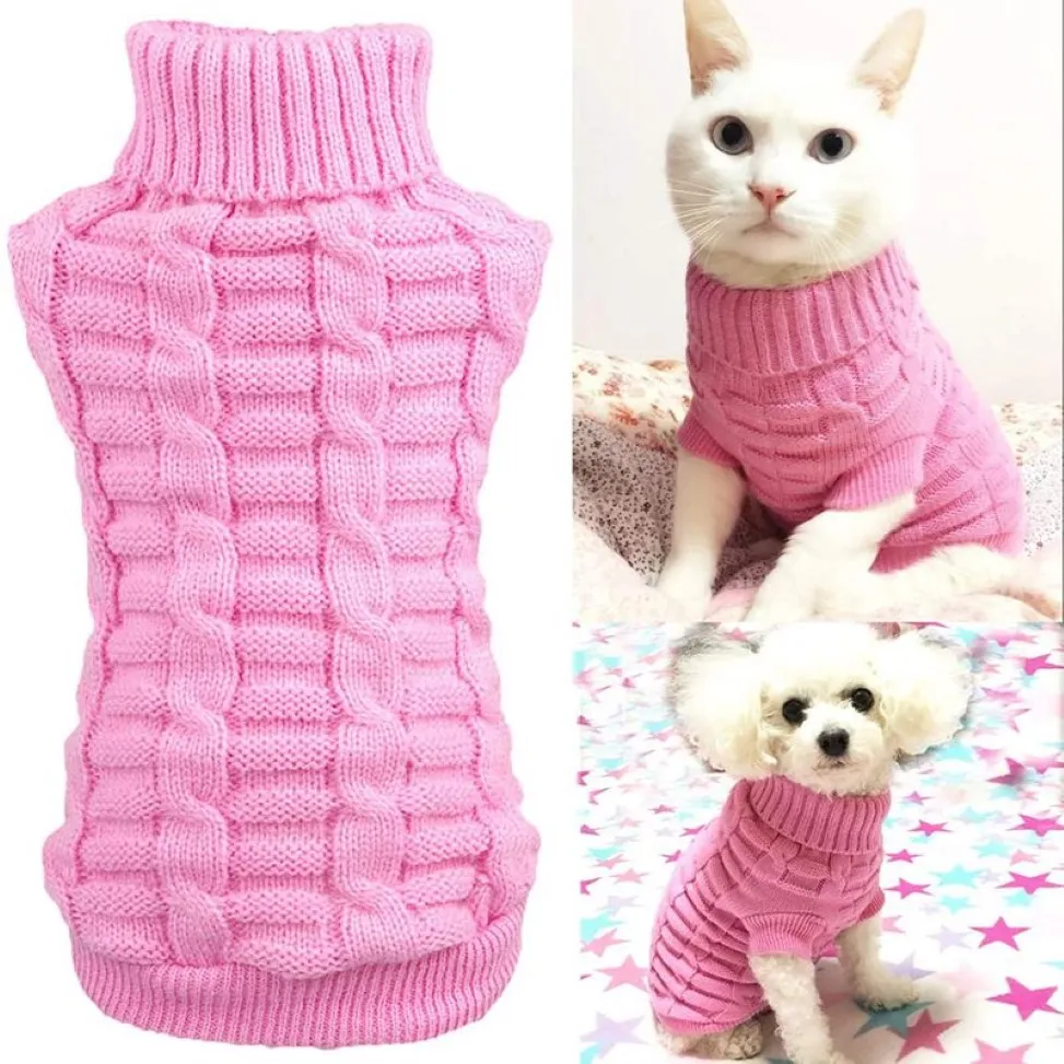 5 Color Dog Apparel Dogs Sweater Warm Pet Wooly Kitten Sweaters for Small Doggy Cute Knitted Classic Cat Sweatshirts Pup Clothes C2799