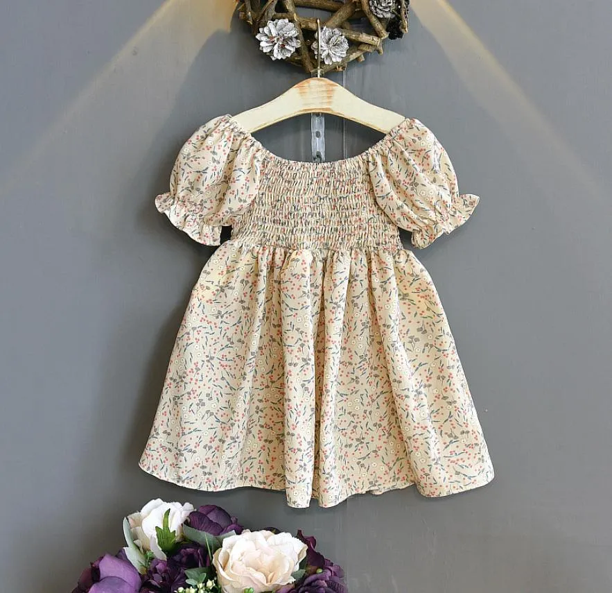 女の子の花柄のドレス夏の子供たちフリルパフスリーブドレス韓国スタイルの子供シフォン服a69951784284