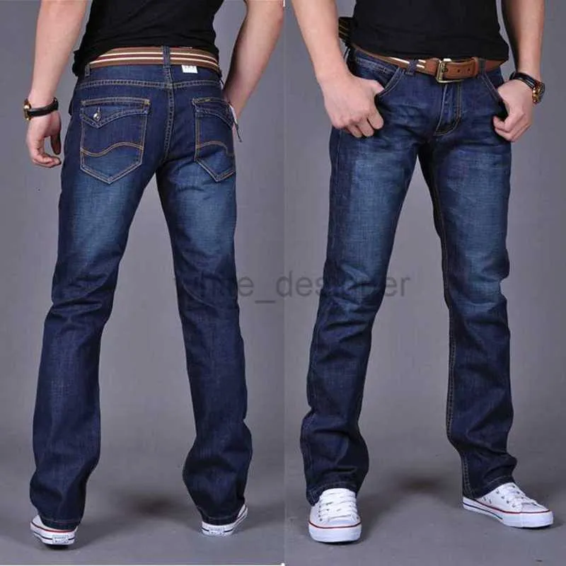 Classic dark blue jeans men's business loose straight leg long pants for man casual loose jeans wholesale Size 40