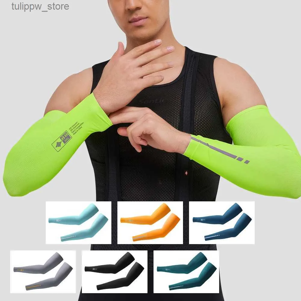 Mangas protectoras Santic manga de ciclismo verano hielo seda protector solar manga de mano brazo protector ciclismo manga hombres y mujeres L240312