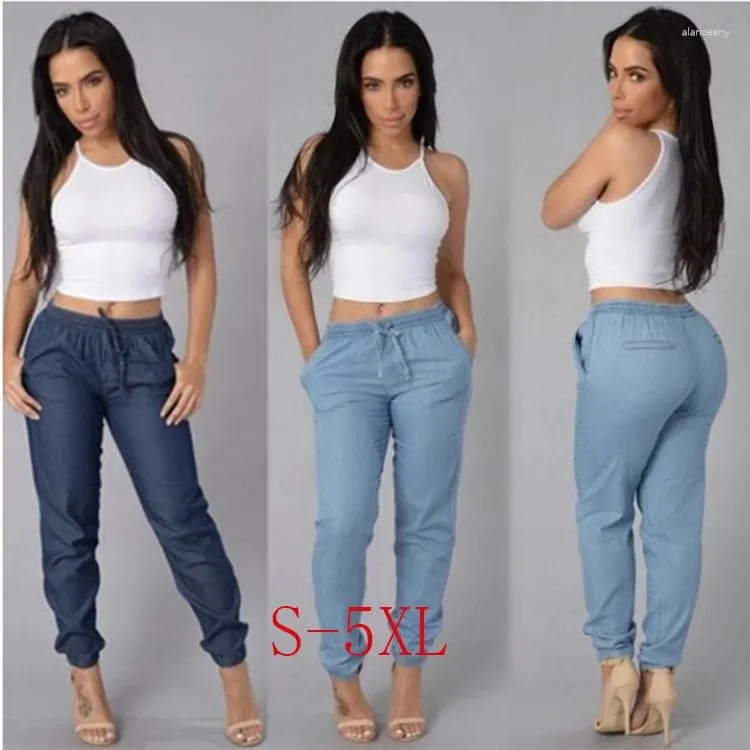 Women's Jeans Elastic Waist Sexy Loose Pencil For Women Leggings High Ladies Thin-Section Denim Pants Casual Bloomers Summer