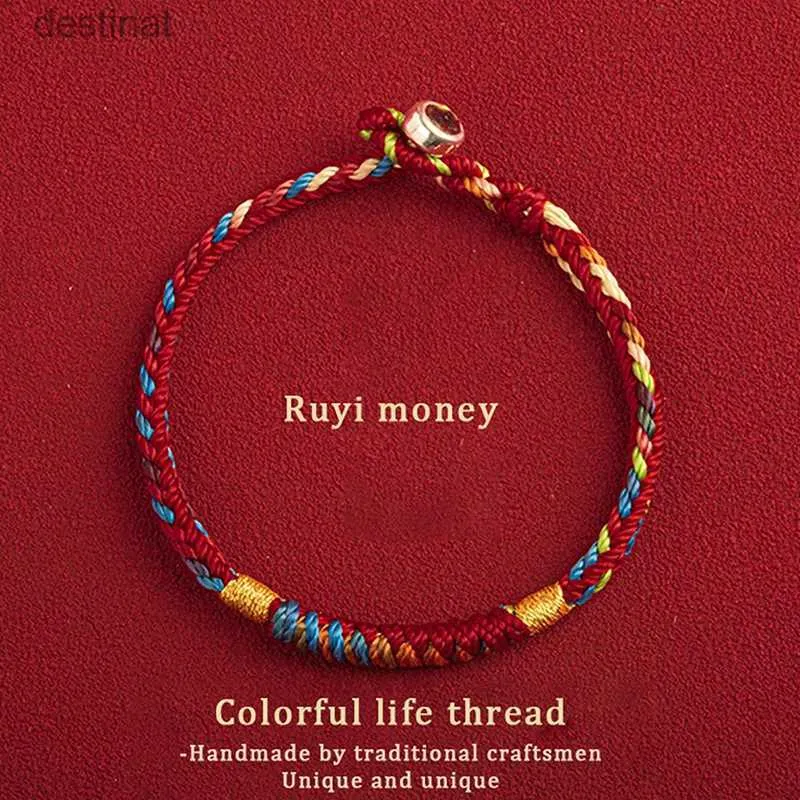 Beaded Handmade Tibetan Bracelet Colorful Thread Good Lucky Charm Rope Bracelet Bangles For Women Men Knots Red Thread BraceletsL24213