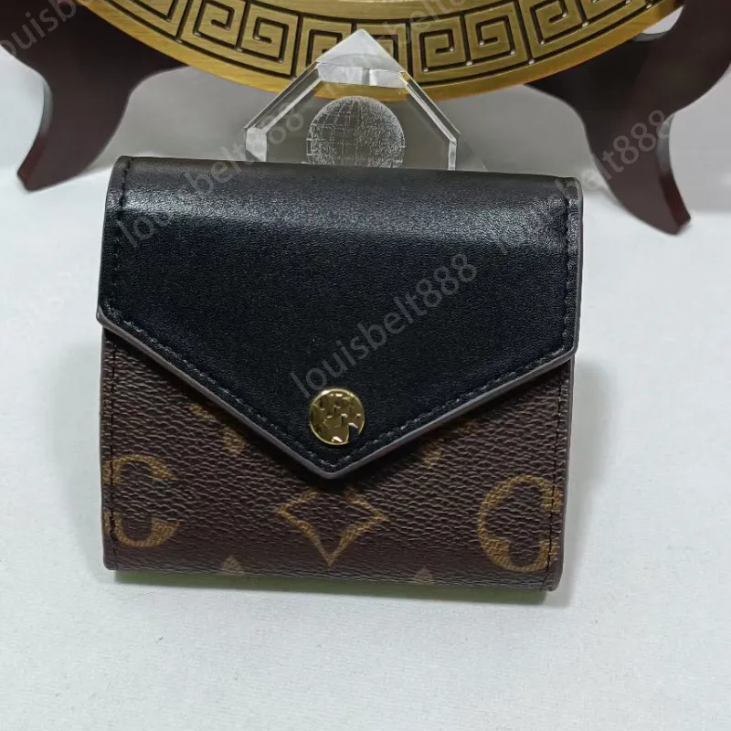 Moda luksusowa marka klasyczne projektanta portfele Zoe Portfel w brązowych kobietach małe wyroby skórzane wewnątrz torby na zamek błyskawiczny