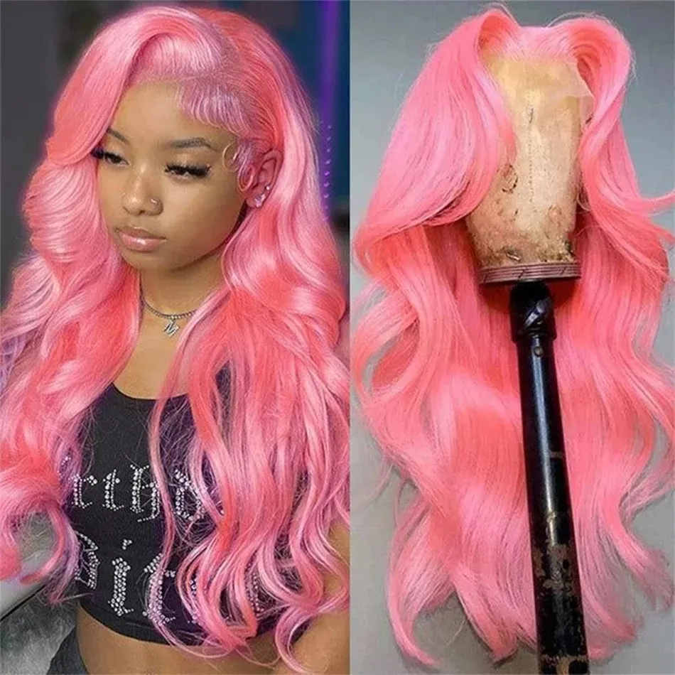 Pink Lace Front Wig Human Hair 13x4 Transparent Hd Lace Frontal Wig Brazilian Colored Body Wave Lace Front Wigs for Women Sale