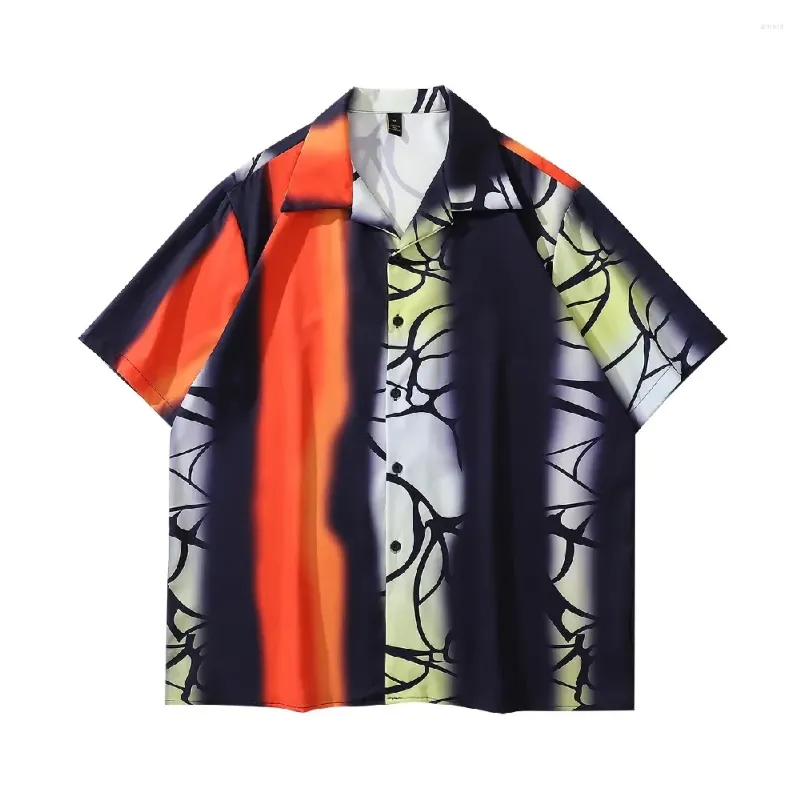 Heren Casual overhemden Academia Kleurblok Gradiënt Grote maten Dames Hawaïaans en blouses Donker Esthetisch Zomervakantie Tops Y2k Goth