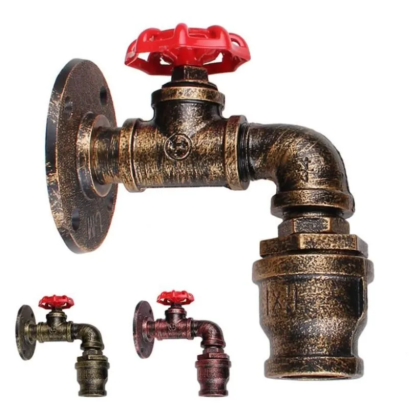 Industrial Water Pipe Rust Wall Light Steampunk Vintage E27 Edison Lamp Sconce Lunminaire For Corridor Cafe Bar Home257J