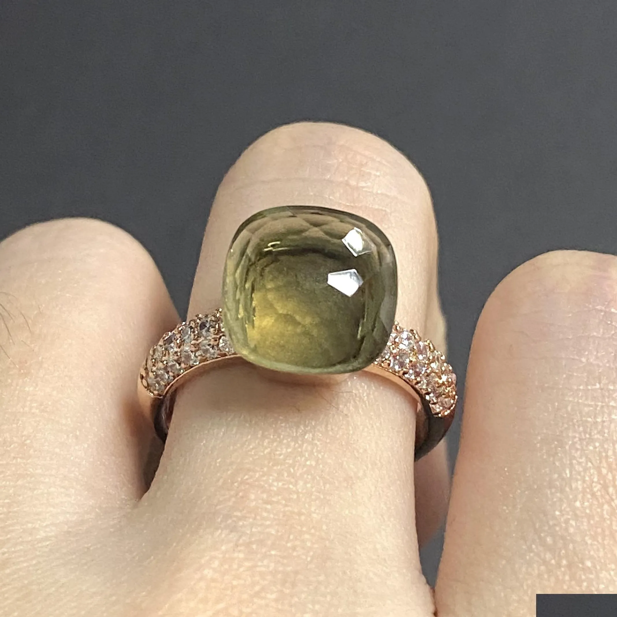 Pierścionki ślubne Pierścienie 11.6x7 mm duży kamień Naturalny kryształowy pierścionek cukierkowy z przezroczystym cyrkonem dla kobiet biżuteria Drezno