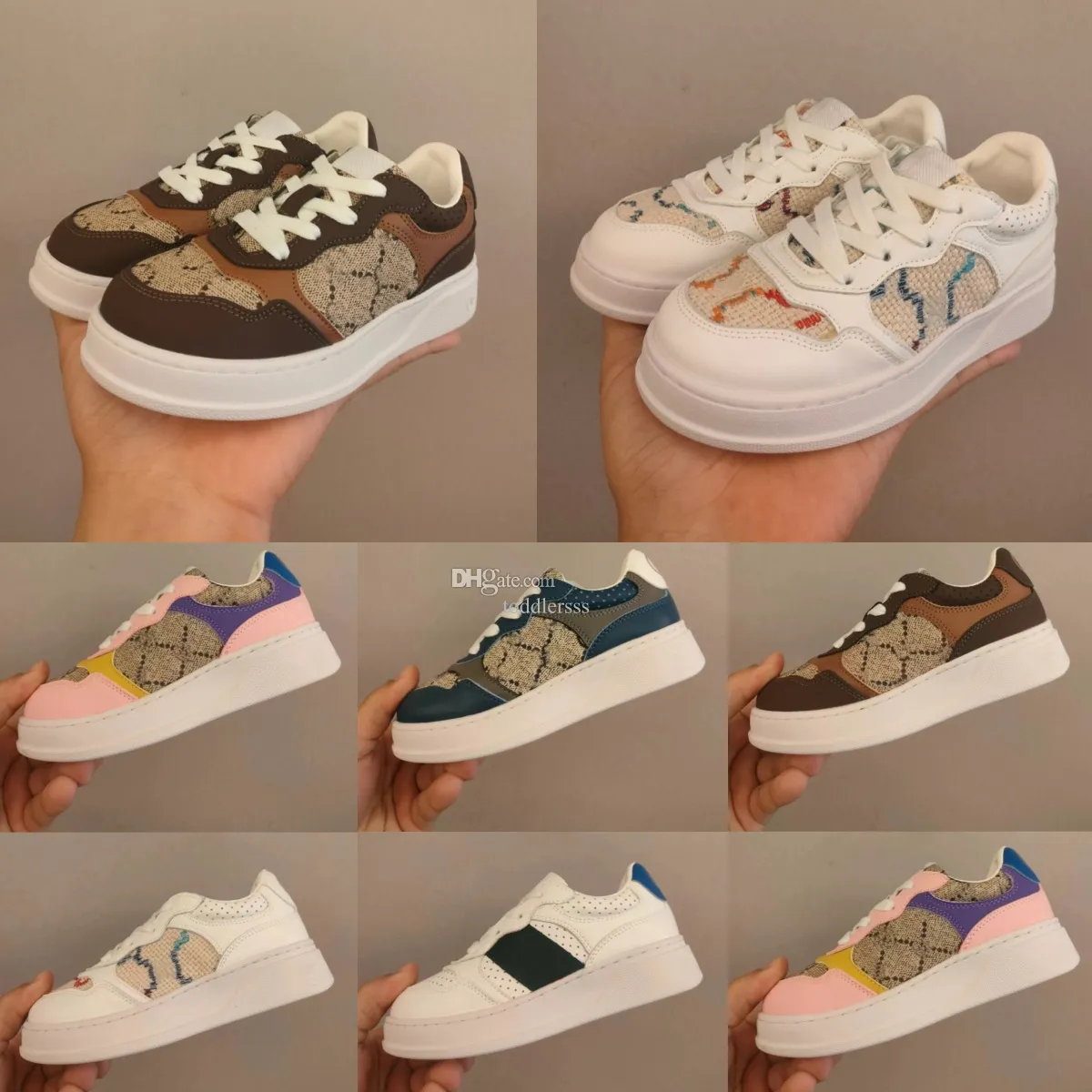 Crianças tênis criança plataforma sapatos crianças ace clássico g garoto sapato meninas carta impressa esporte treinadores jovens meninos ébano marca de luxo bege branco marinho rosa eur 26-35