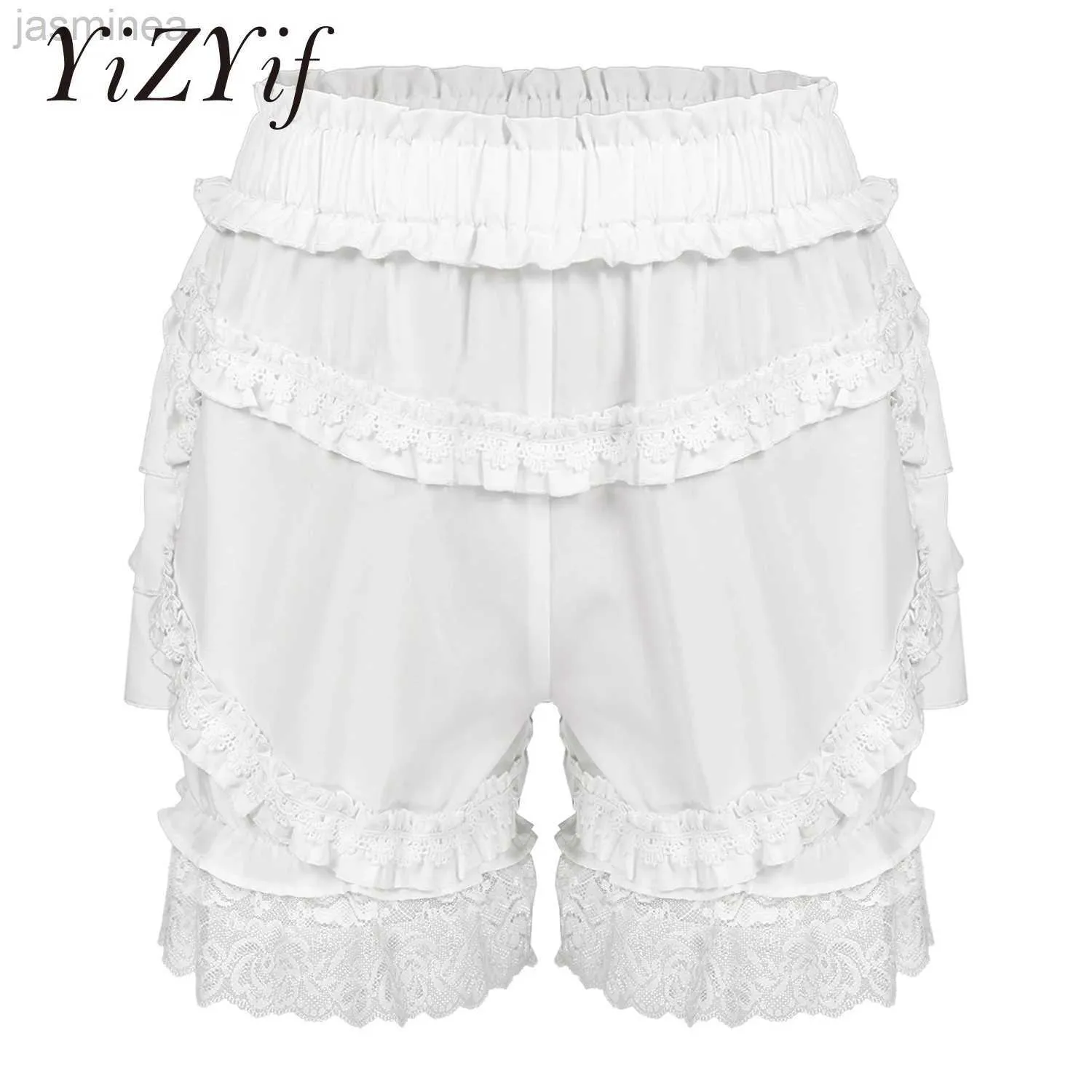 Damesshorts Lolitashorts Vintage Victoriaanse pompoenshorts Gotische pantalons Kostuum Gelaagde ruches met kanten rand Losse korte broek ldd240312