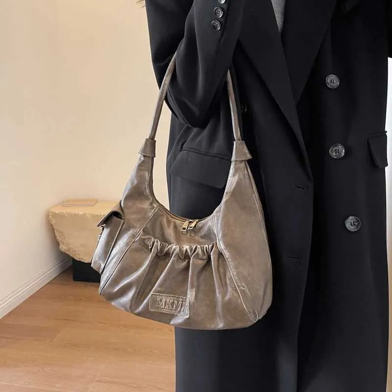 HBP Retro Leder Umhängetaschen für Frauen 2024 Winter Vintage Unterarmtasche Handtaschen und Geldbörsen Neueste Mode Handtasche
