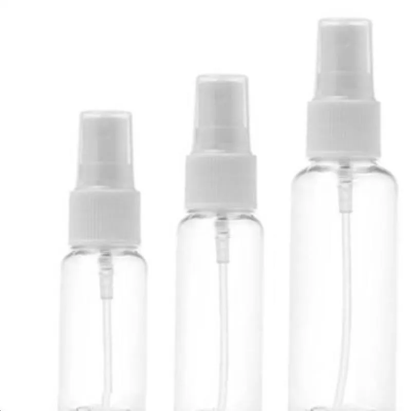 100pcsポータブル小さな透明なプラスチック空のスプレーボトル補充可能なボトル10ml/30ml/50ml/60ml/100ml