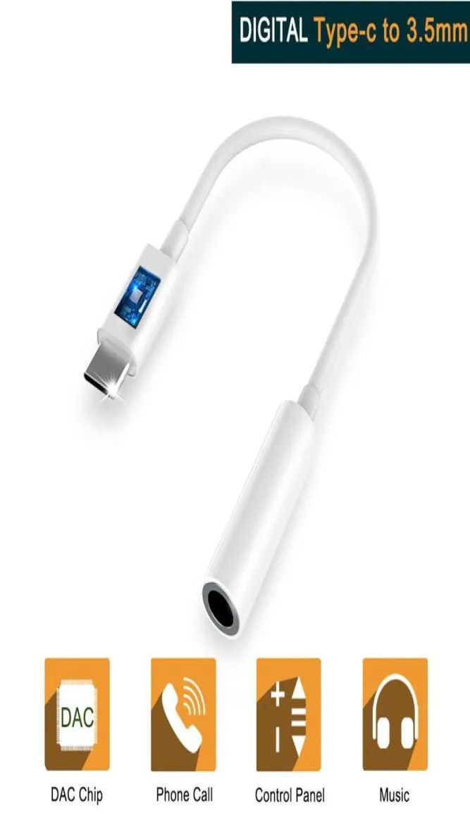 Digital Typec till 35mm hörluraradapter USB C till AUX Jack Audio Adapter för Huawei P20 Google Pixel 2 3 XL Huawei LG8327285