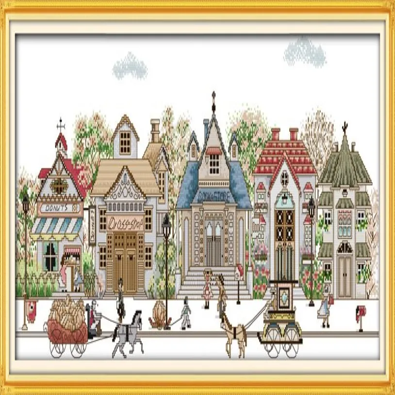 Street view castle home decor painting Handmade Cross Stitch Embroidery Needlework sets counted print on canvas DMC 14CT 11CT236h