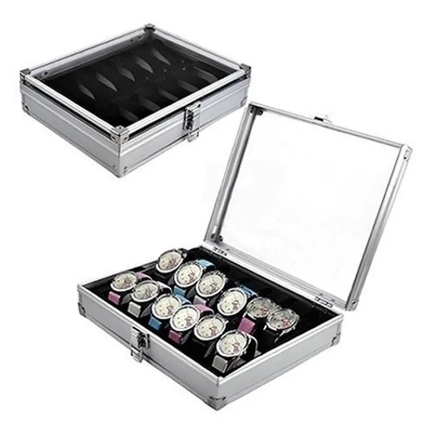 Boîtier en métal de haute qualité 6 12 fentes de grille montre-bracelet vitrine support de stockage organisateur boîtier de montre bijoux affichage boîte de montre T200233N