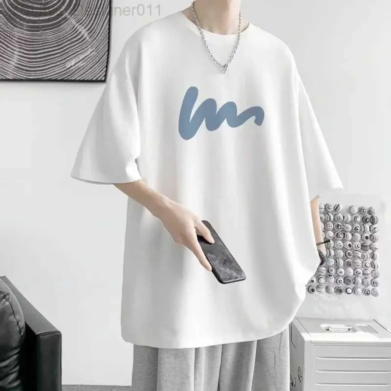 Kvinnors t-shirt koreansk mode roliga bokstavstryck Mens T-skjortor Summer Harajuku Casual Loose O-Neck Oversize Women Short Sle Tops Tees L24312 L24312