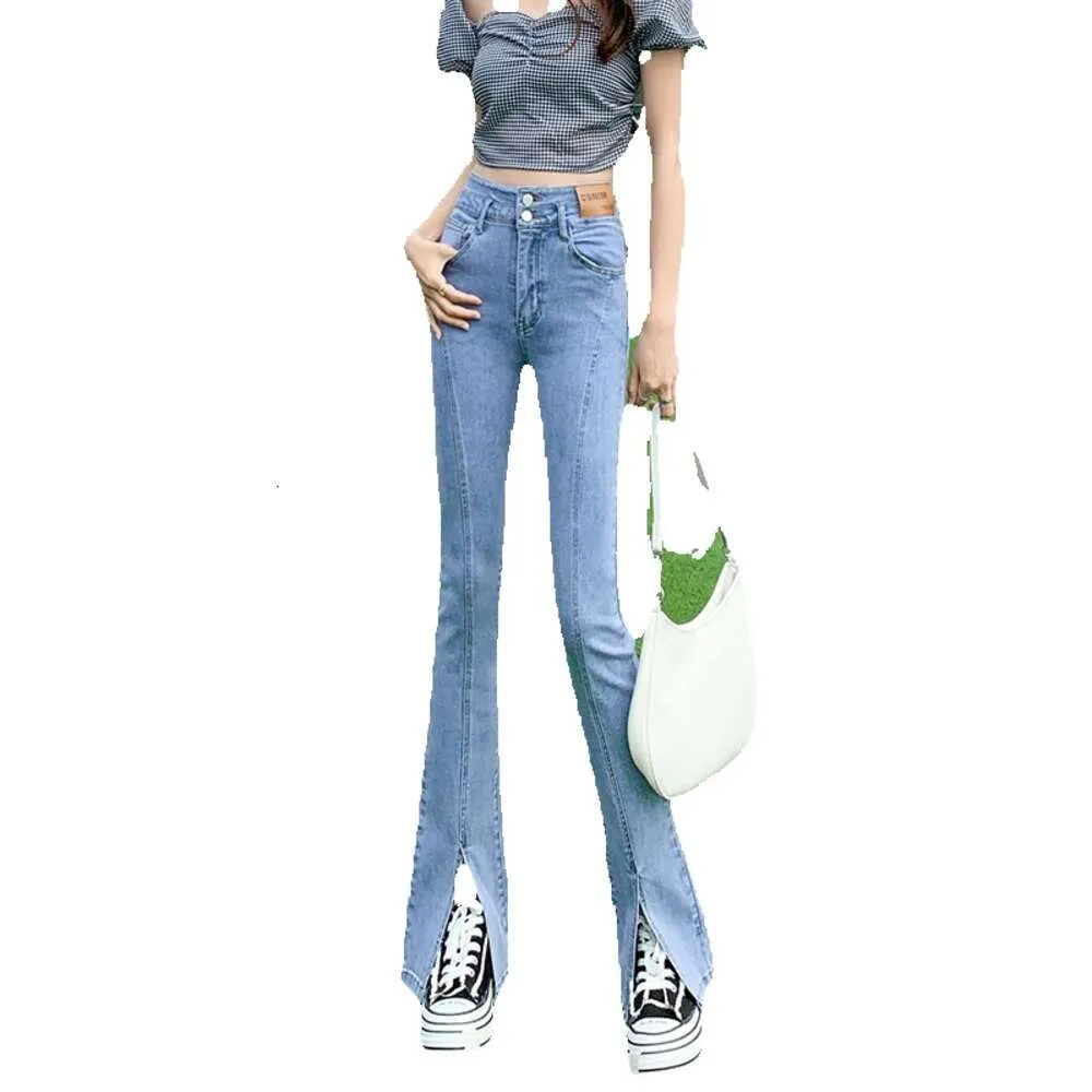 Hé + jeans Spicy Girl Style Femme Spring and Automne High Taist Slinmming Elastic Micro Flare Split Jeans Jeans