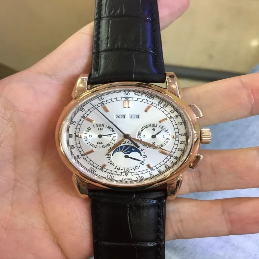 Orologio da uomo di alta qualità superiore Orologio meccanico automatico Flying Sky Moon Sport da uomo Orologi con retro in vetro da uomo Chiusura pieghevole da polsow2582