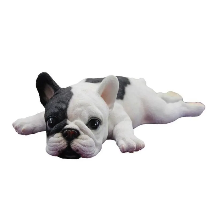 Mignon couché dormir bouledogue français chiot réaliste Figurine Statue enfants cadeau jouets C0220247j