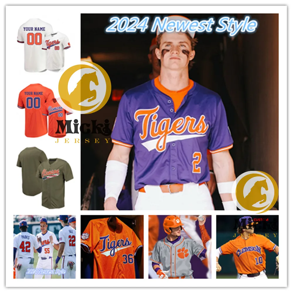 오스틴 고든 조 앨런 2024 클렘 슨 야구 저지 잭슨 린들리 닉 클레이튼 39 Ethan Darden Tristan Smith 3 Caden Grice Custom Stitched Clemson Tigers Jerseys