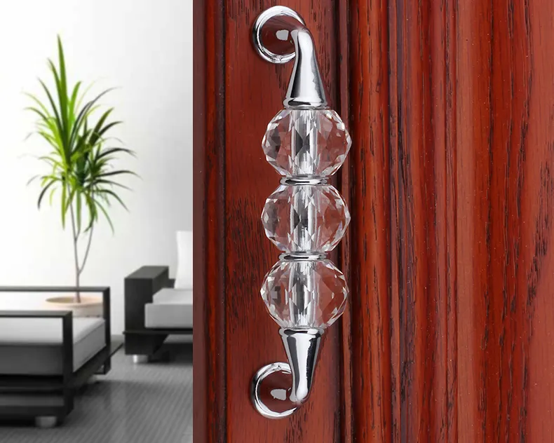 96mm fashion deluxe glass crystal wine cabinet dresser door handle silver golden drawer knobs pulls 3.75" glass diamond handles