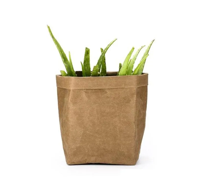 2021 KRAFT PAPER BAGS PLANT STAND洗える花プランタージューシーなポット屋内植物ホルダーホームキッチンバスケットペーパーバッグ9586447