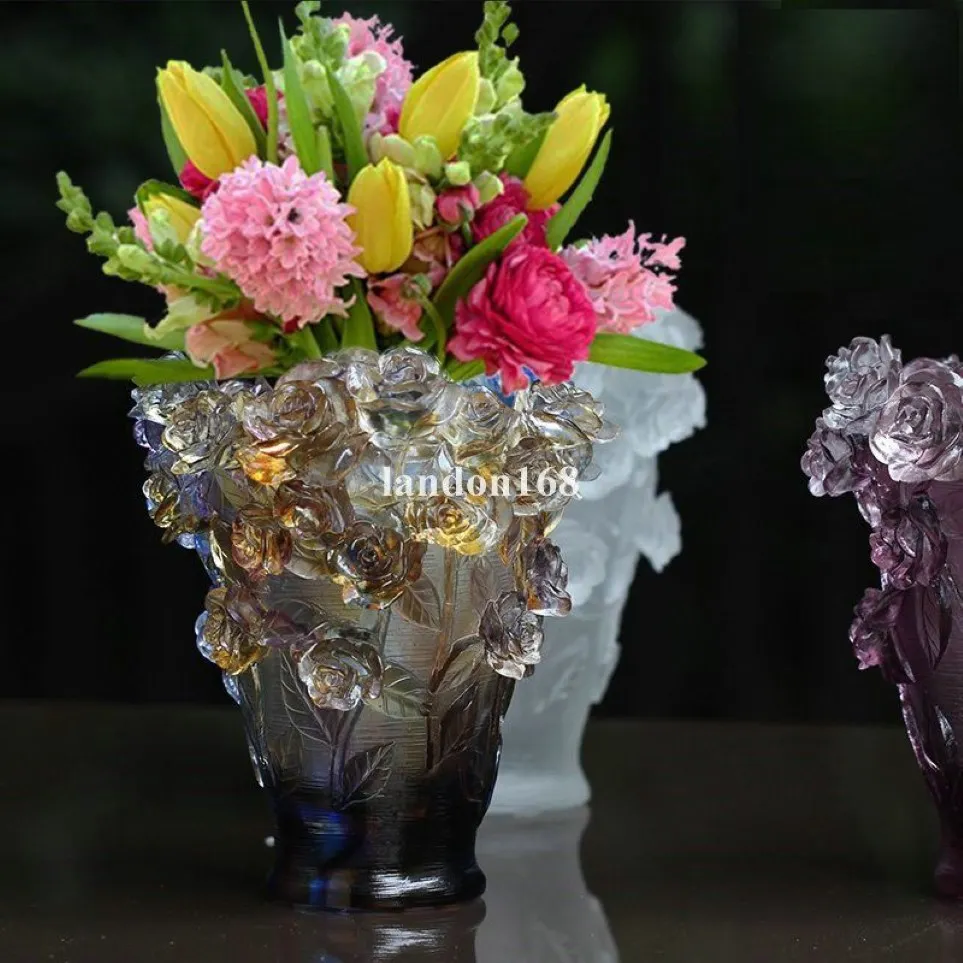 Regalo creativo per festival creativi in vaso di rose in vetro cristallo di buona qualità210y
