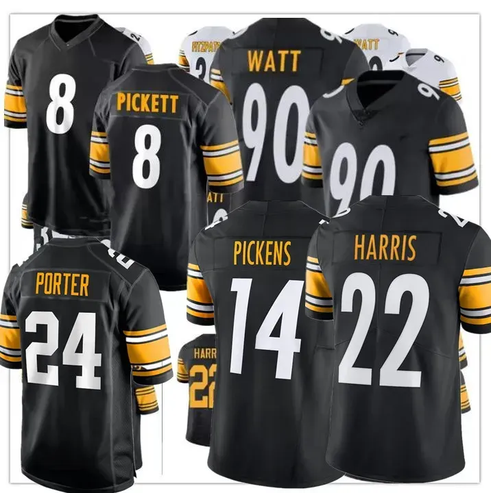 Kenny Pickett Jersey T.J.Watt Troy Polamalu Minkah Fitzpatrick George Pickens Najee Harris Joey Porter Jr. Jerome Bettis Terry Bradshaw Hines Ward voetbalshirts